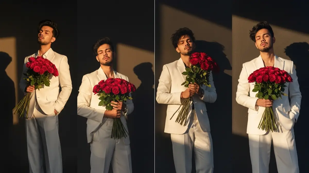 Gemini Vintage Man Holding Rose Ai Photo Editing Prompt