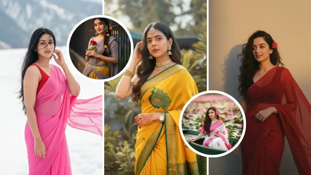 Retro Style Prompt For Gemini Girl In Saree