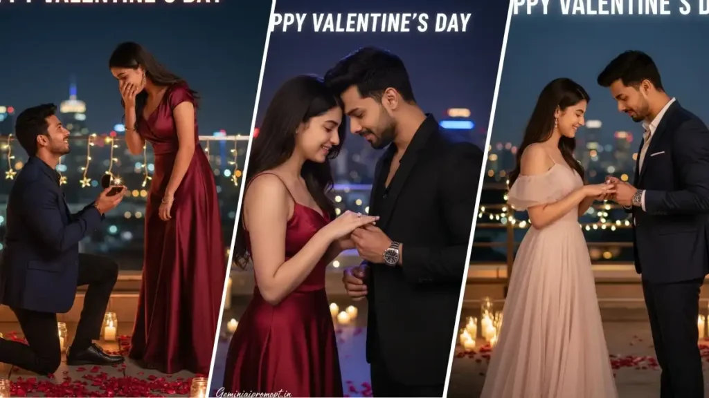 Night RooFTop Proposal Photo Editing Prompt