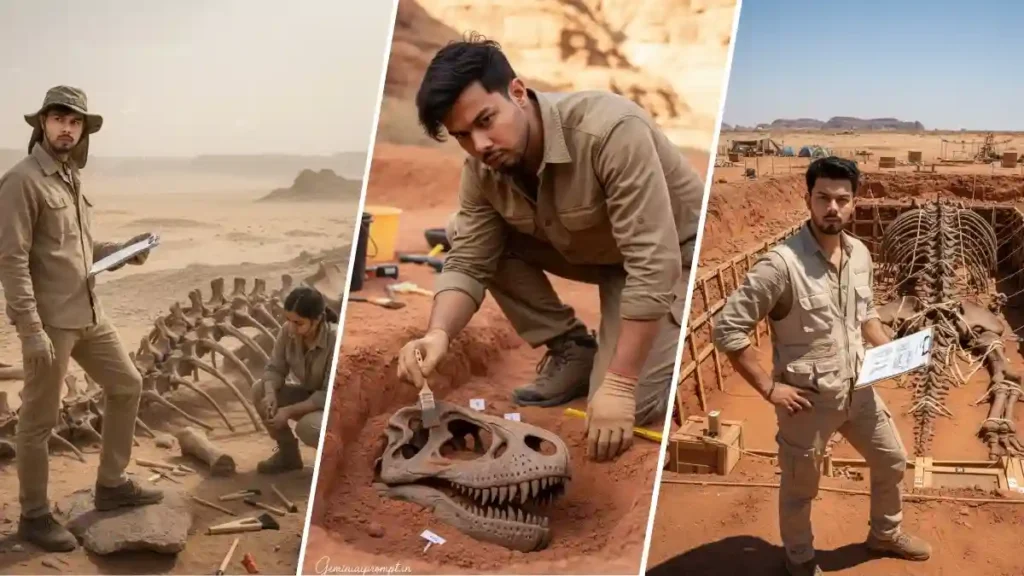 Dinosaur Excavation Archaeologist Photo Prompt