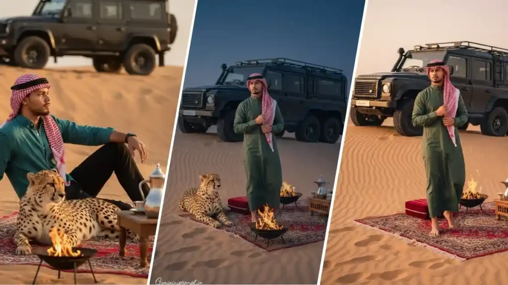 Dubai Desert Boy Photo Editing Prompt