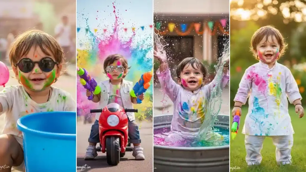 Holi Photo Editing Prompt Baby Boy