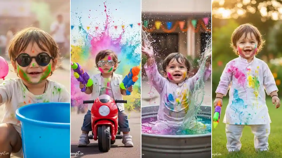 Holi Photo Editing Prompt Baby Boy