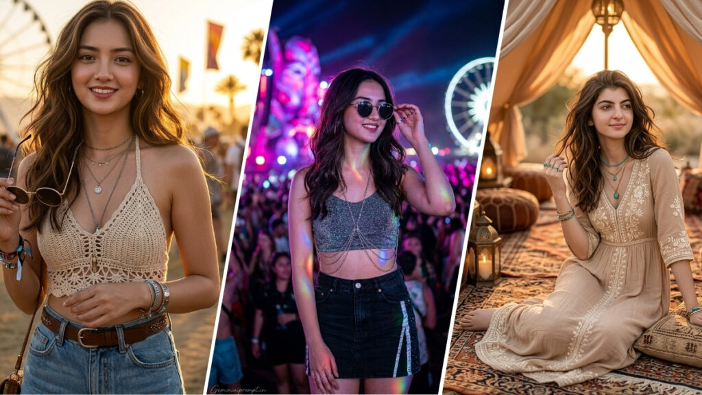 Gemini AI Coachella Festival Aesthetic Girls Photo Prompts