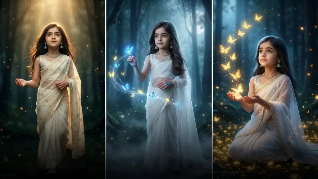 Gemini Kids Girl In Saree Ai Photo Editing Prompt
