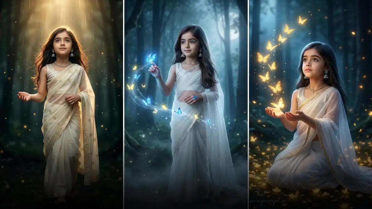 Gemini Kids Girl In Saree Ai Photo Editing Prompt