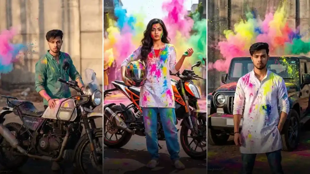 Holi Bike & Car Ai Photo Editing Prompt