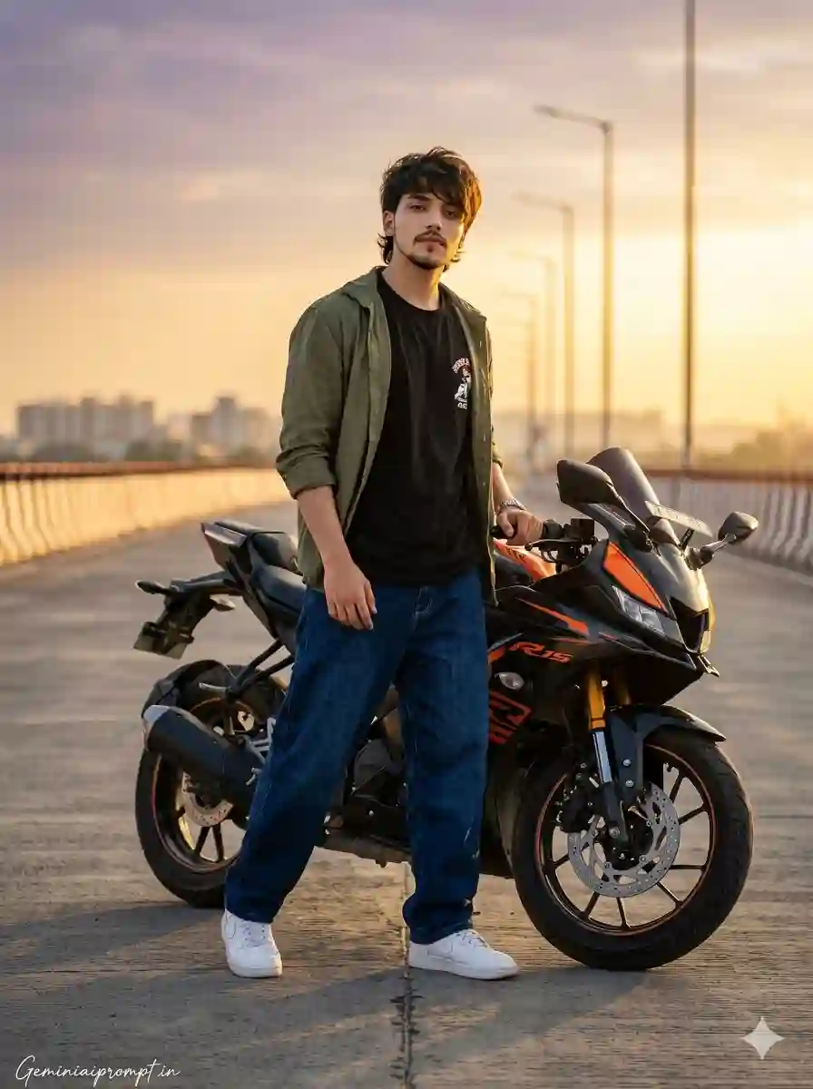 AI prompt image: Viral Biker Photos Prompts for Boys Prompt Ultra HD Version