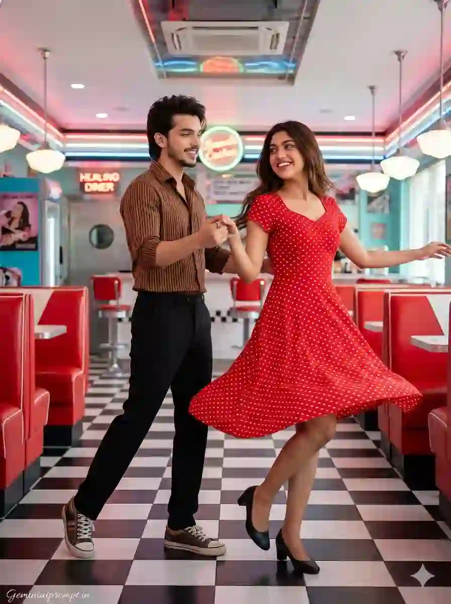 AI prompt image: Retro Syle Vintage Couple Photo Editing Prompt Dramatic L...