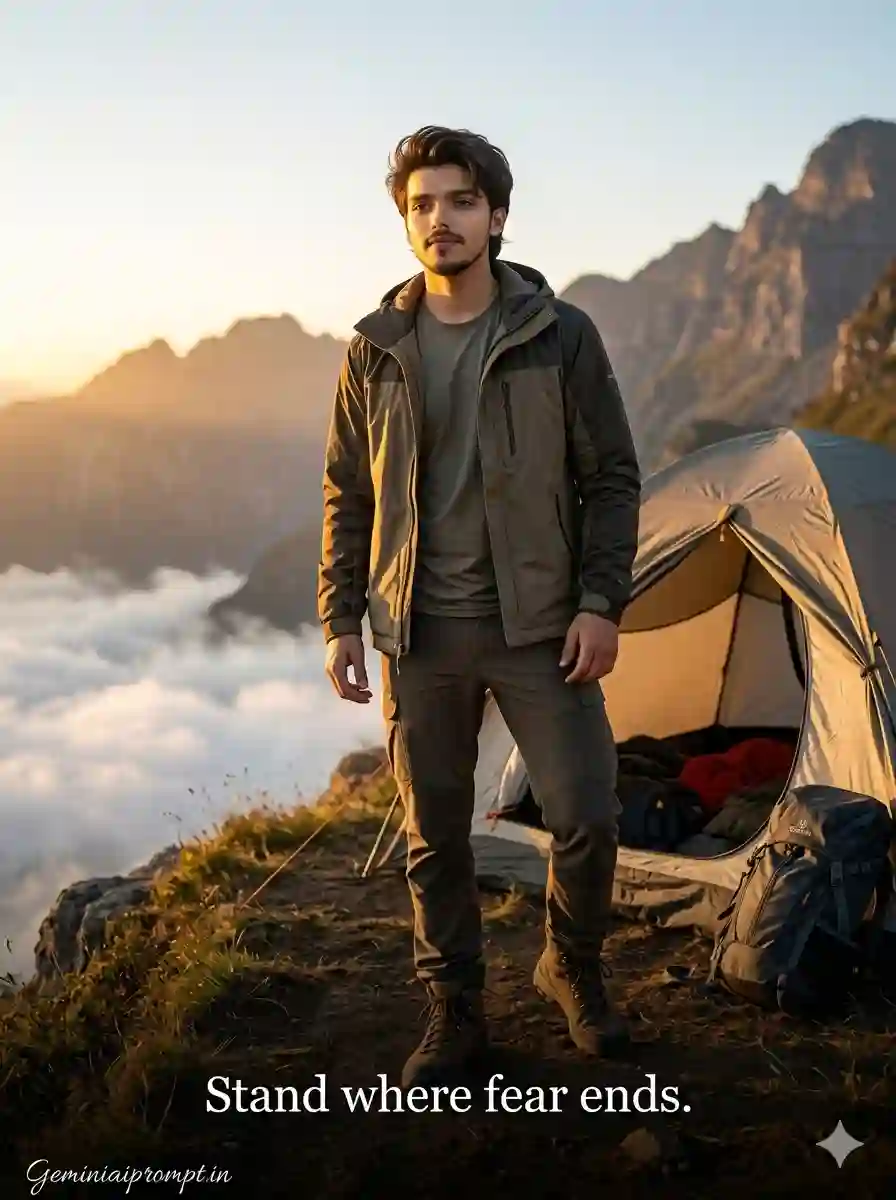 AI prompt image: Best Camping Photo Prompt Chatgpt Prompt Fire Effect Shot