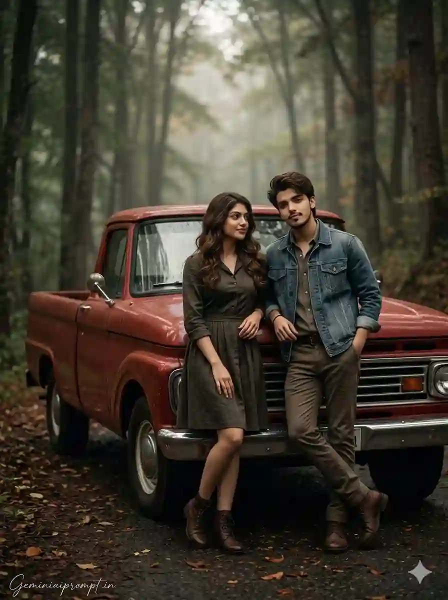 Vintage Retro Couple AI Photo Prompt Anime Style Portrait